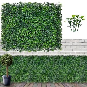 Artificial Boxwood Greenery Privacy Wall Backdrop 16x12” Panels, Set of 12